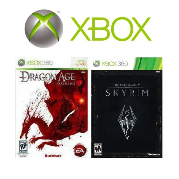 XBox 360 Dragon Age & Skyrim Bundle - Picture 1 of 8